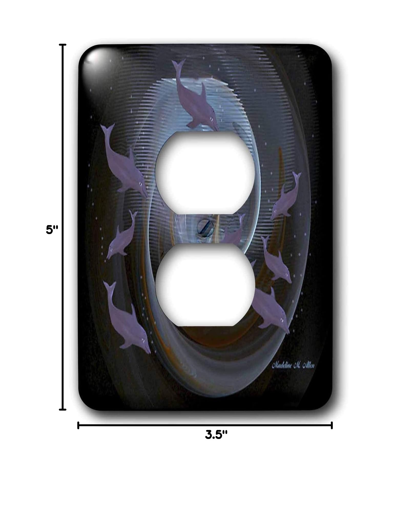 3dRose LLC lsp_9164_6 Dolphins A - Decorative 2 Plug Outlet Cover for Home & Office - Safe Wall Plate Cover for Kids & Pets - Perfect for Beach House, Nursery or Ocean Theme Decor