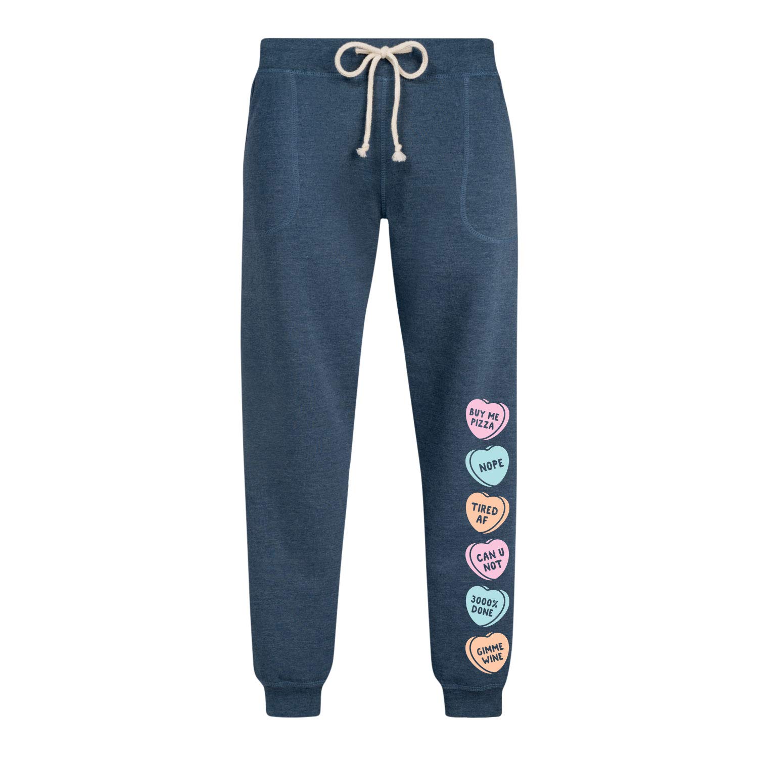 Candy Hearts Print Women's Jogger Pants - Soft Lounge Pants for Women - Comfortable Casual Workout Pants for Running, Yoga & Home Wear
