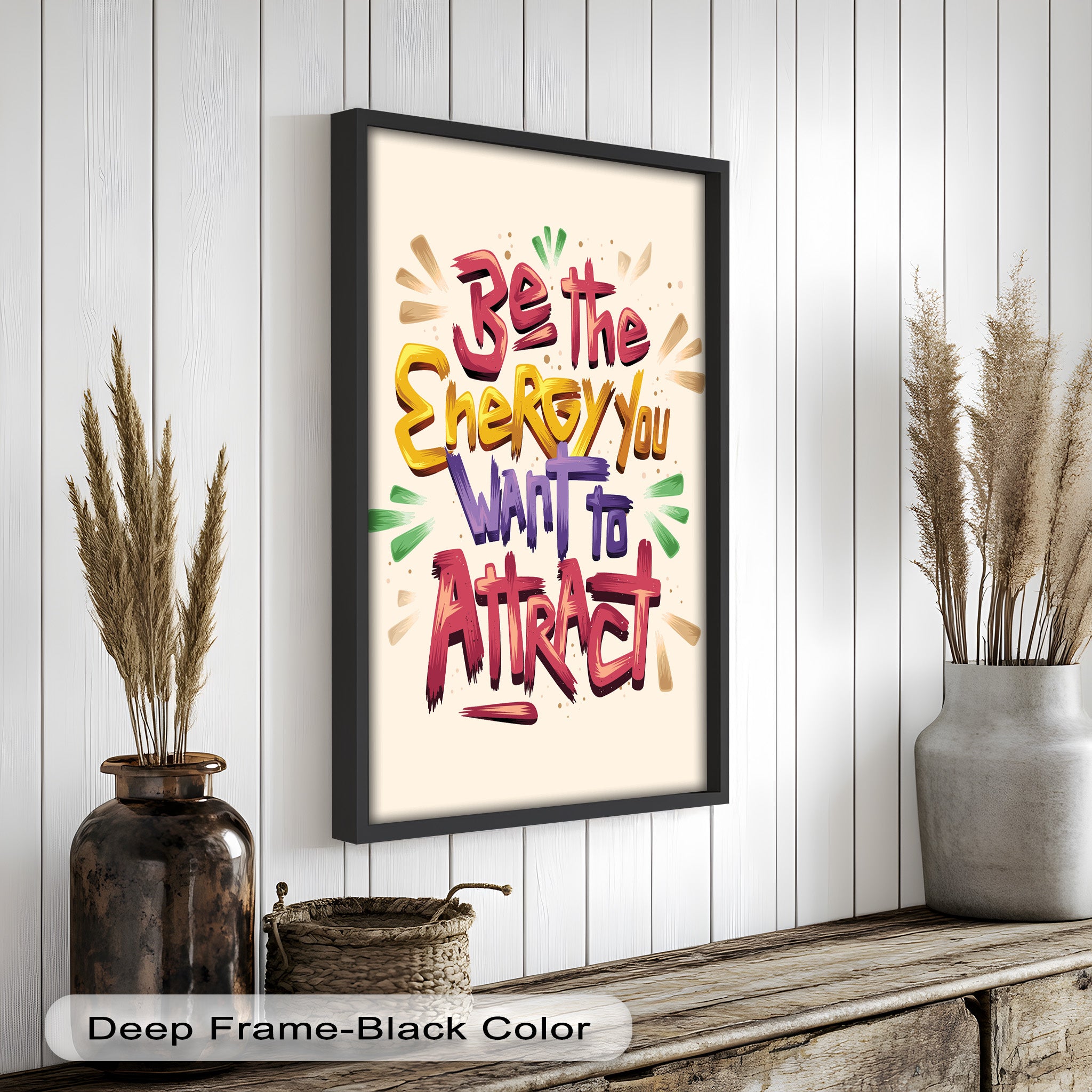 Inspirational Oil Painting - Be the Energy You Want to Attract - Motivational Wall Art for Home, Office & Meditation Space