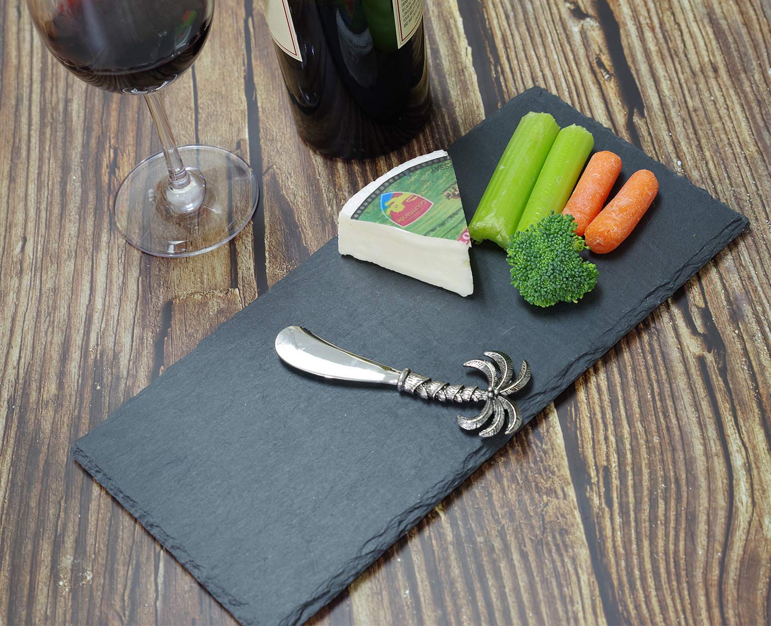 2-Piece Zinc Alloy Cheese and Butter Spreader Knife Set with Palm Tree Design - Perfect for Cheese Boards, Charcuterie Platters and Dinner Parties