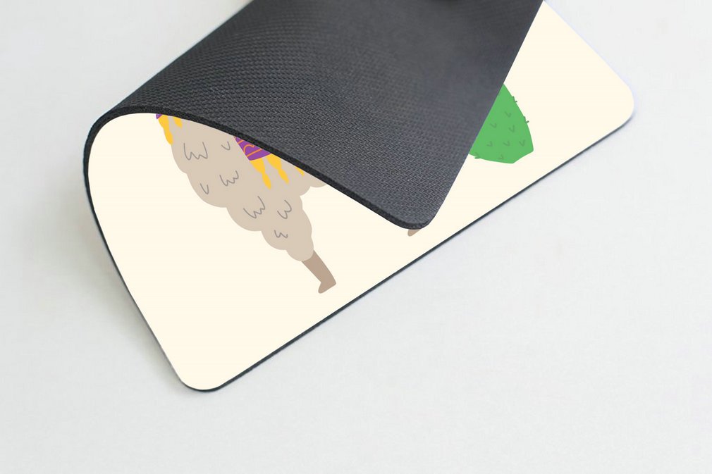 Custom Gaming Mouse Pad - Hand Drawn Cute Alpaca & Cactus Cartoon Design with Inspirational Quote 