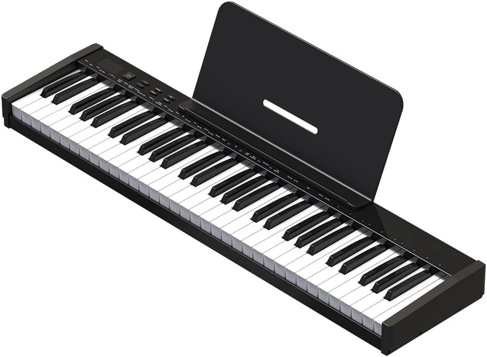 61-Key Semi-Weighted Portable Digital Piano Keyboard with Stand, Headphones & Sustain Pedal - Ideal for Beginners, Home Practice & Live Performances - Includes Carrying Case (Black)
