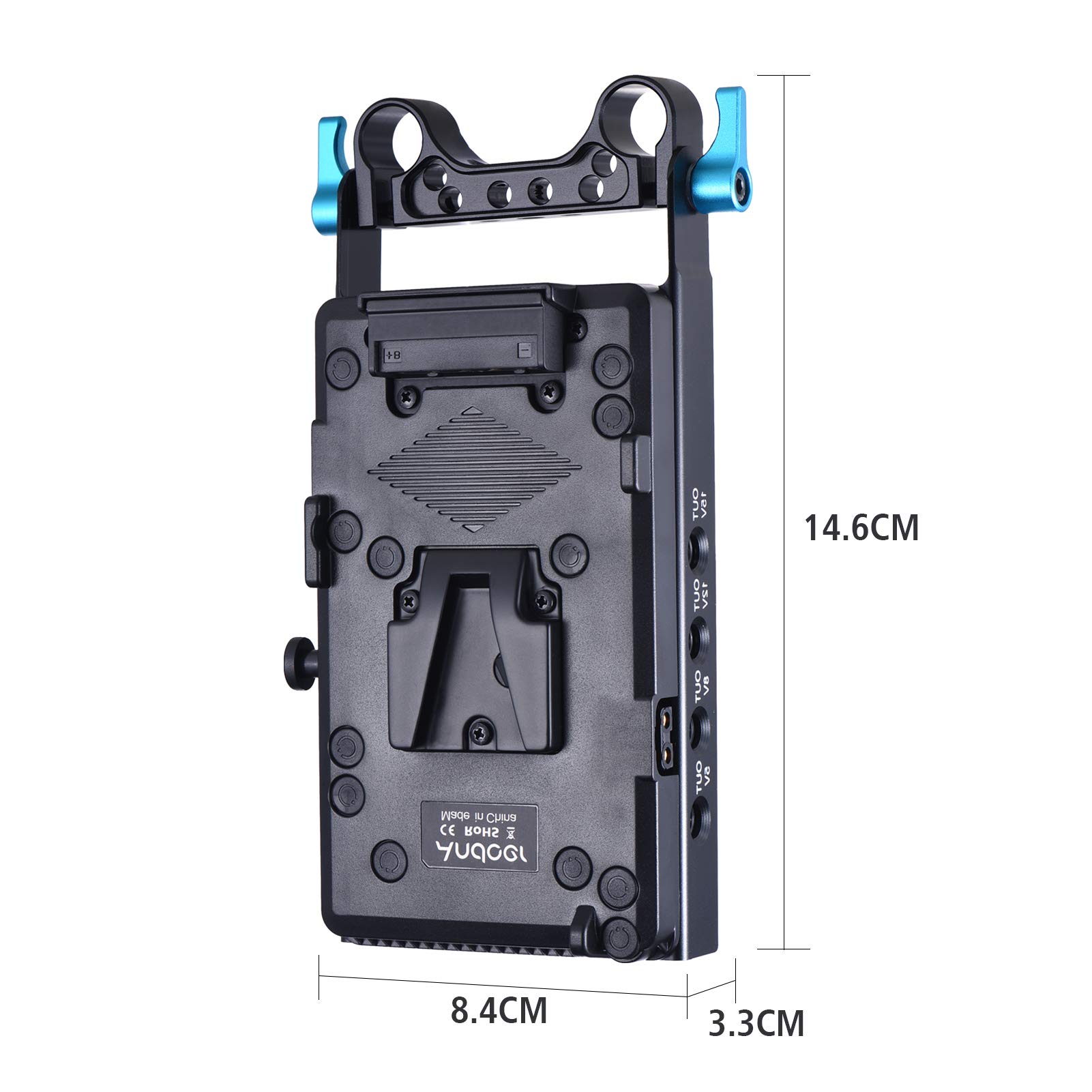 Andoer V Mount V-Lock Battery Plate Adapter with 15mm Dual Hole Rod Clamp - NP-FW50 Dummy Battery Converter for Sony A7 Series, BMPCC, BMCC & Cameras - Power Your Monitor, Audio Recorder & Film Equipment