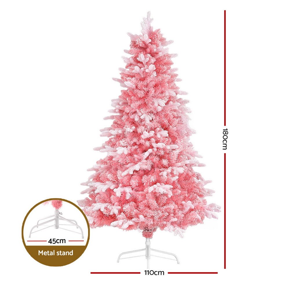 1.8m Pink Christmas Tree with 810 Tips - Snowy Xmas Party Decor for Home, Office & Holiday Celebrations