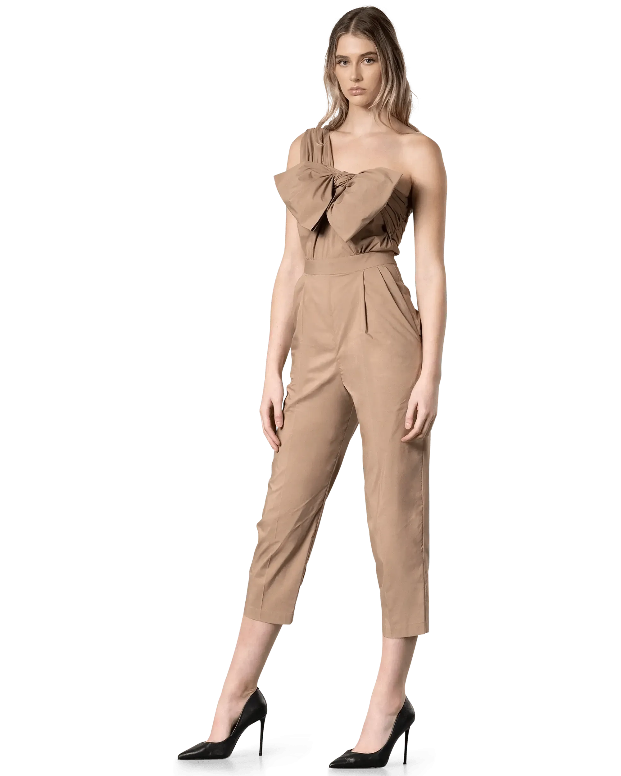 Elegant One Shoulder Bow Detail Jumpsuit for Women - Perfect for Cocktail Parties, Date Nights & Special Occasions