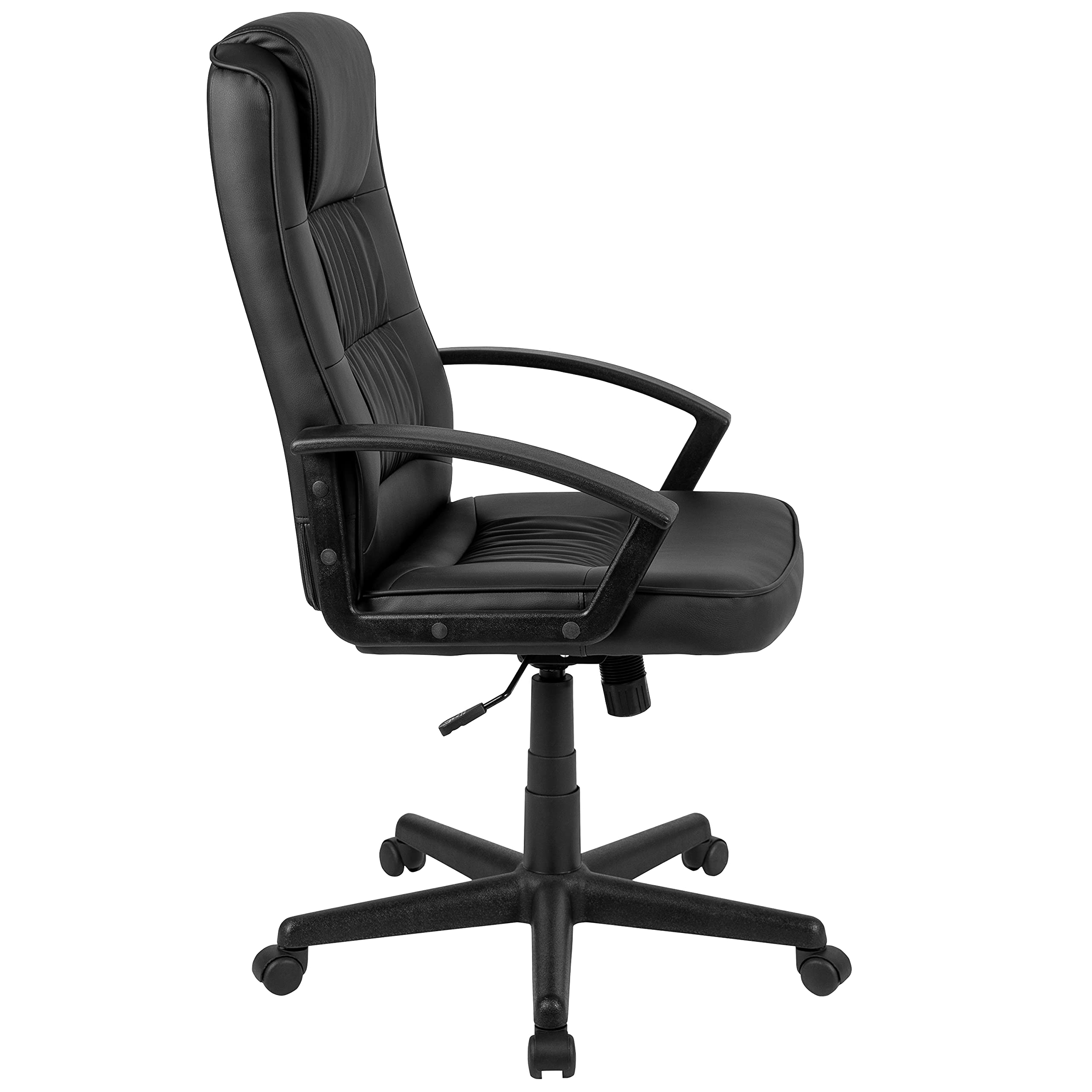 EMMA + OLIVER High Back Black LeatherSoft Task Chair with Arms - Ergonomic Office Desk Chair for Home & Work - Perfect for Long Hours Sitting, Computer Work & Gaming