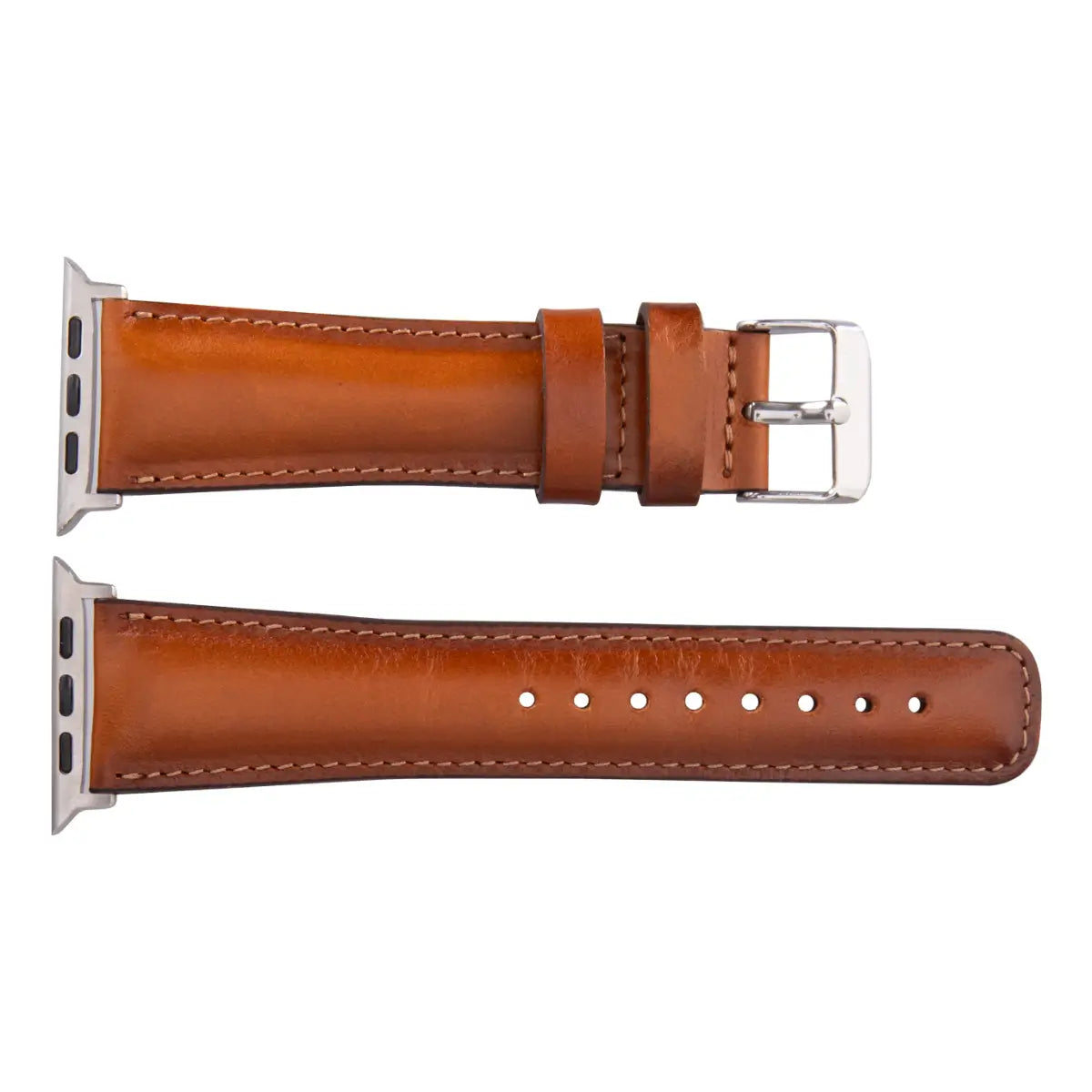 Premium Burnished Tan Leather Apple Watch Band - Classic & Stylish Replacement Strap for Apple Watch Series 1-9 - Perfect for Business, Casual & Everyday Wear