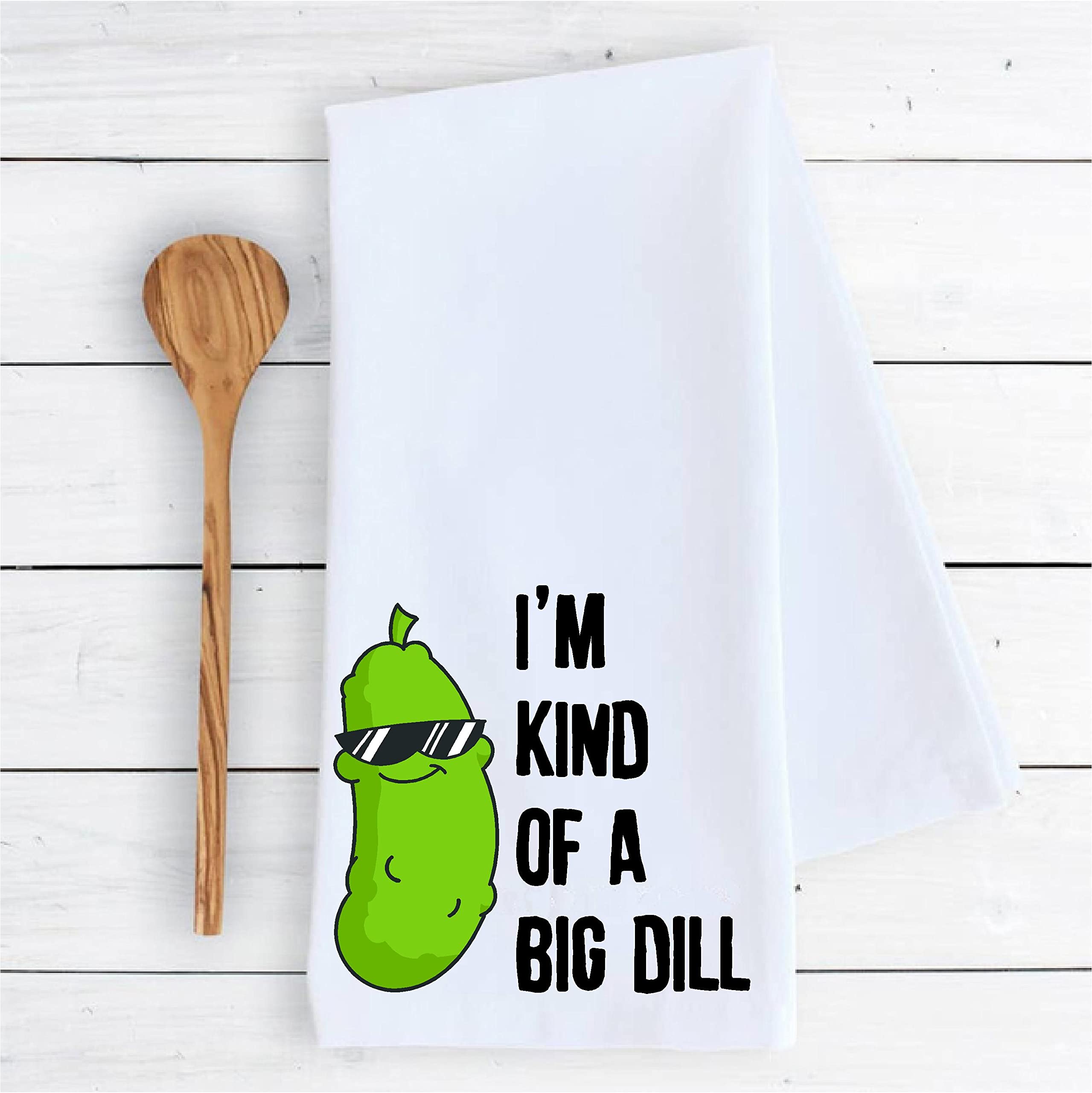 Funny Big Dill Kitchen Dish Towel - 100% Cotton for Drying & Decor