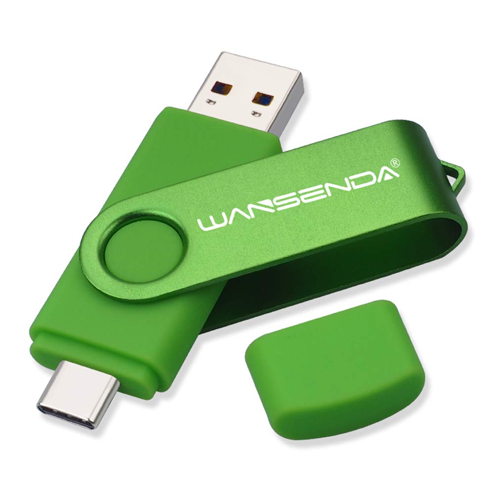 WANSENDA 512GB USB C Flash Drive 2-in-1 OTG USB 3.1 Memory Stick for Android & iPhone - High Speed Data Transfer for Photos, Videos, Files (Green) - Perfect for Travel, Work & Mobile Storage