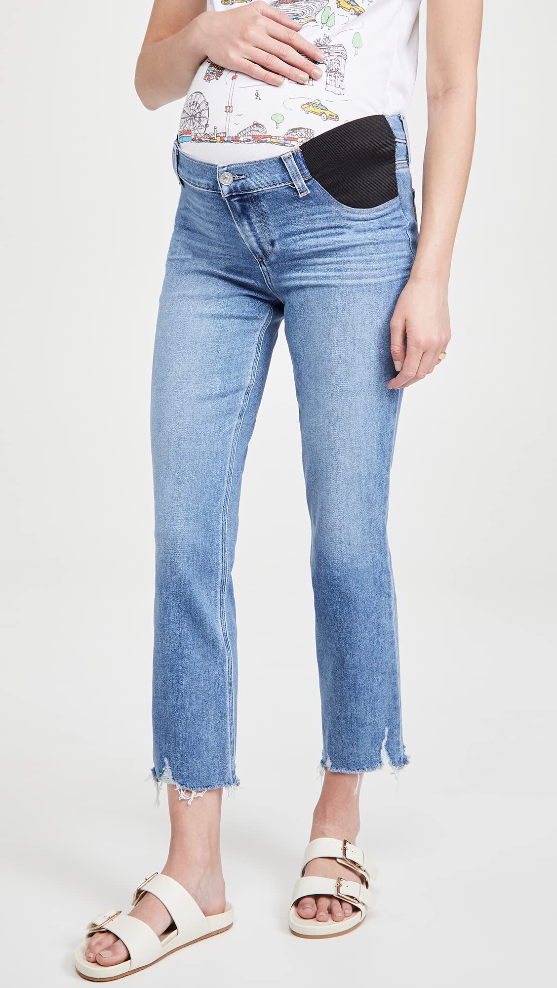 PAIGE Women's Cindy Maternity Jeans - Stretchy Comfort Fit for Pregnancy | Soft Denim with Full Belly Panel | Perfect for Work, Casual & Everyday Wear During Pregnancy