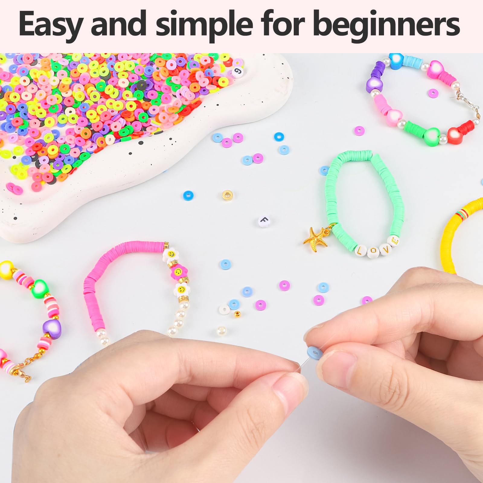 4000 Pcs Pink Clay Beads for Jewelry Making - Flat Round Polymer Spacer Heishi Beads for DIY Bracelets, Necklaces & Earrings - Perfect for Crafting, Gifts & Boho Style Accessories