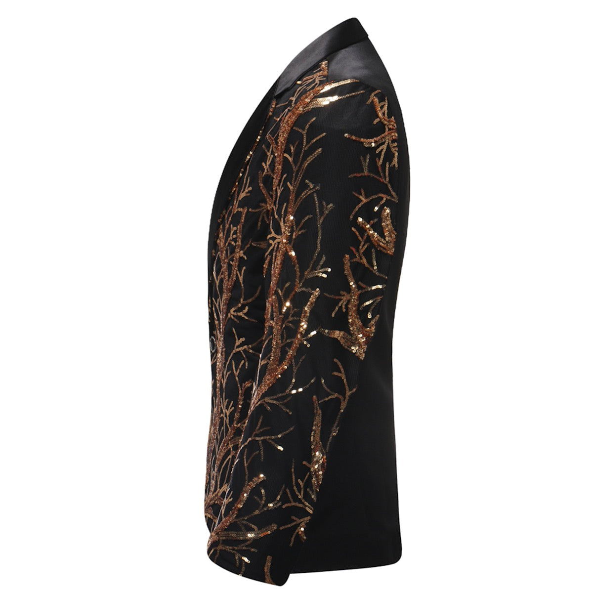 Slim Fit Lightning Tree Sequin Blazer for Women - Elegant Black Sparkle Jacket for Party, Wedding & Evening Events