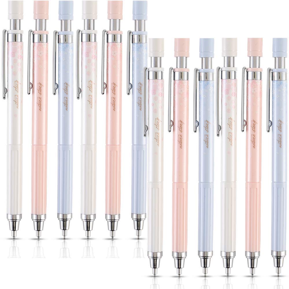 Cherry Mechanical Pencil Set - 12 pcs 0.5mm with HB Leads for Writing & Drawing