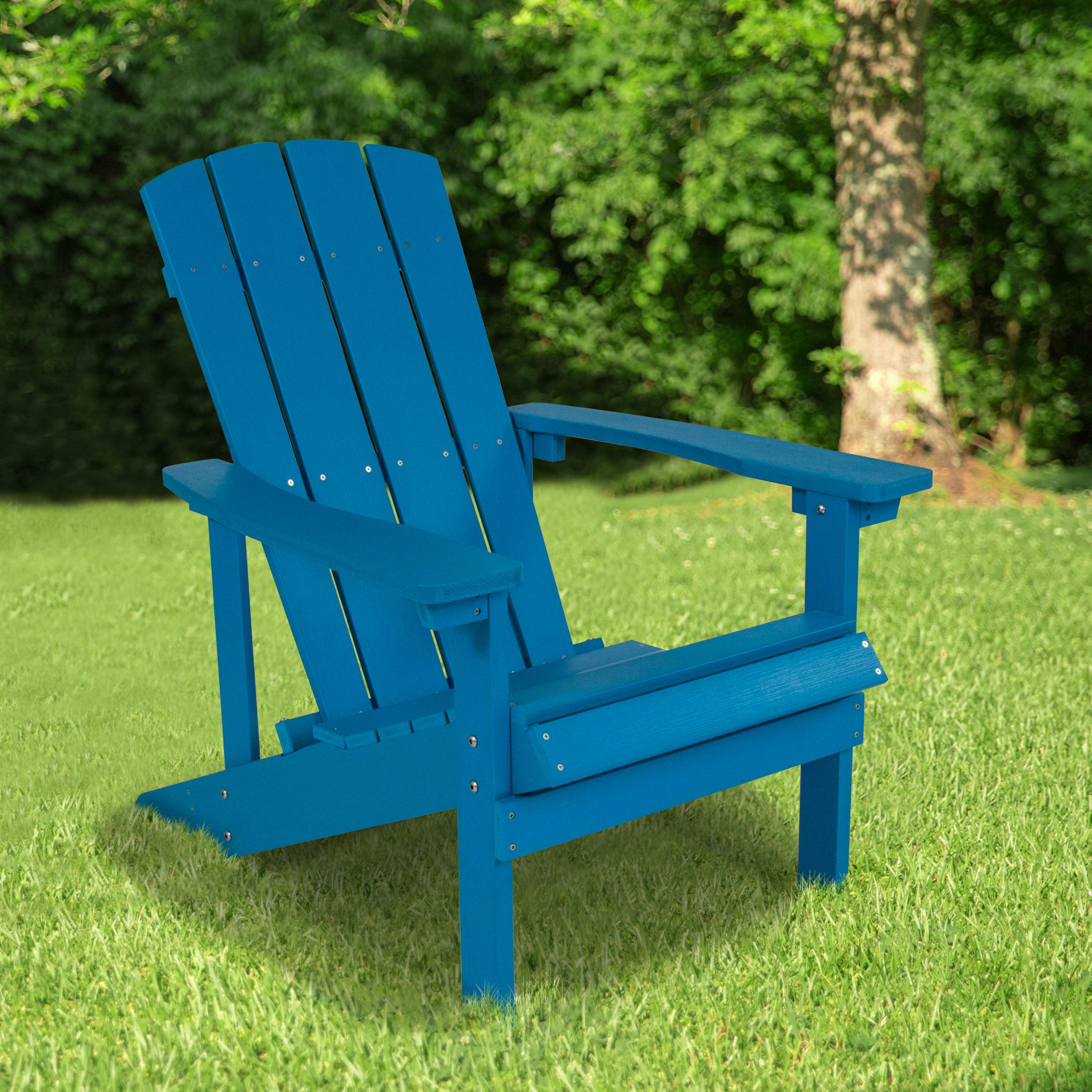 Durable Poly Resin Adirondack Chair for Indoor & Outdoor Use - Weather-Resistant Commercial Grade Deck & Patio Seating in Blue | Perfect for Backyard, Poolside, Garden & Beach Relaxation