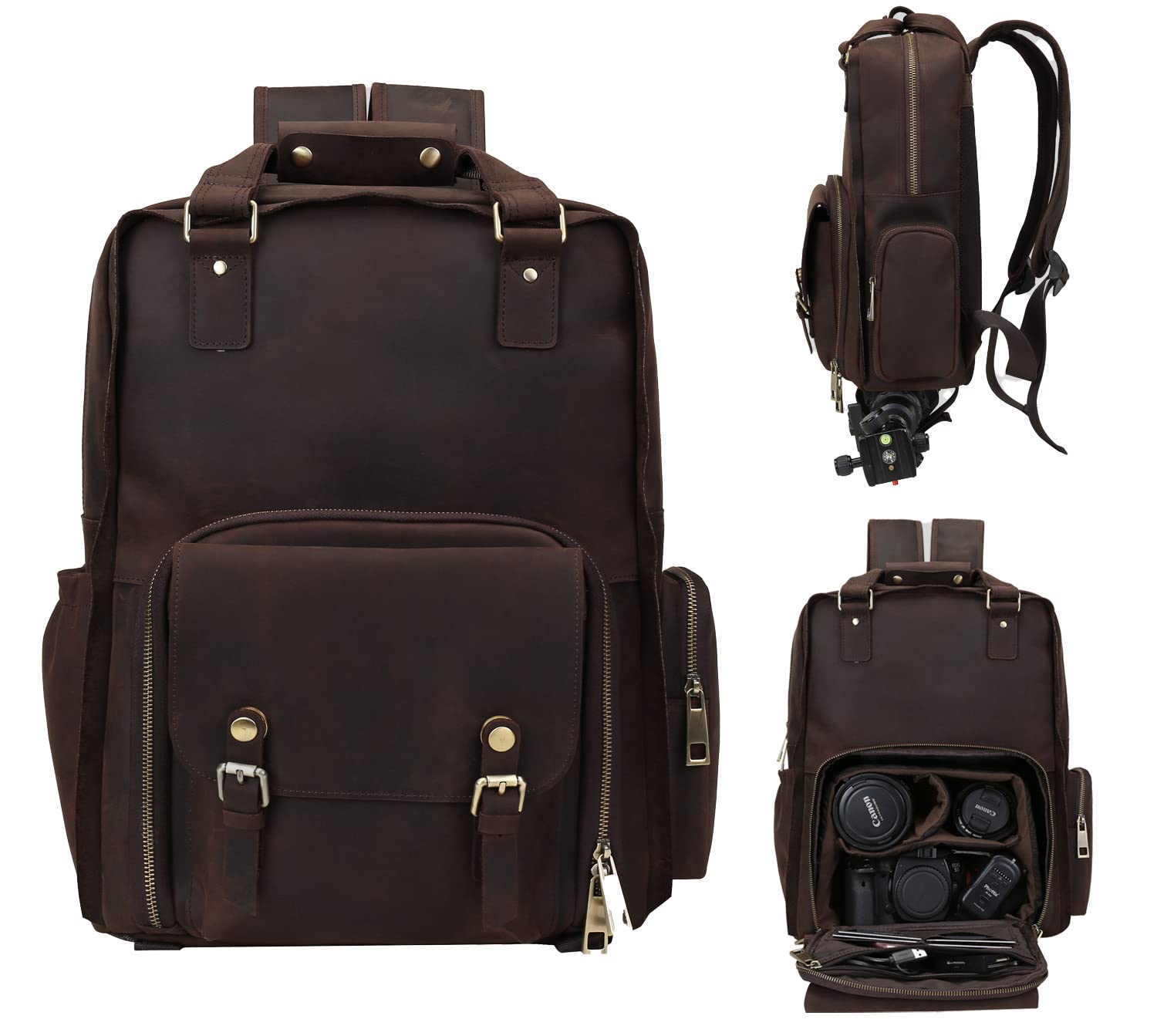 UBANT Professional Leather DSLR Camera Backpack for Photographers - Waterproof Camera Bag with 15.6