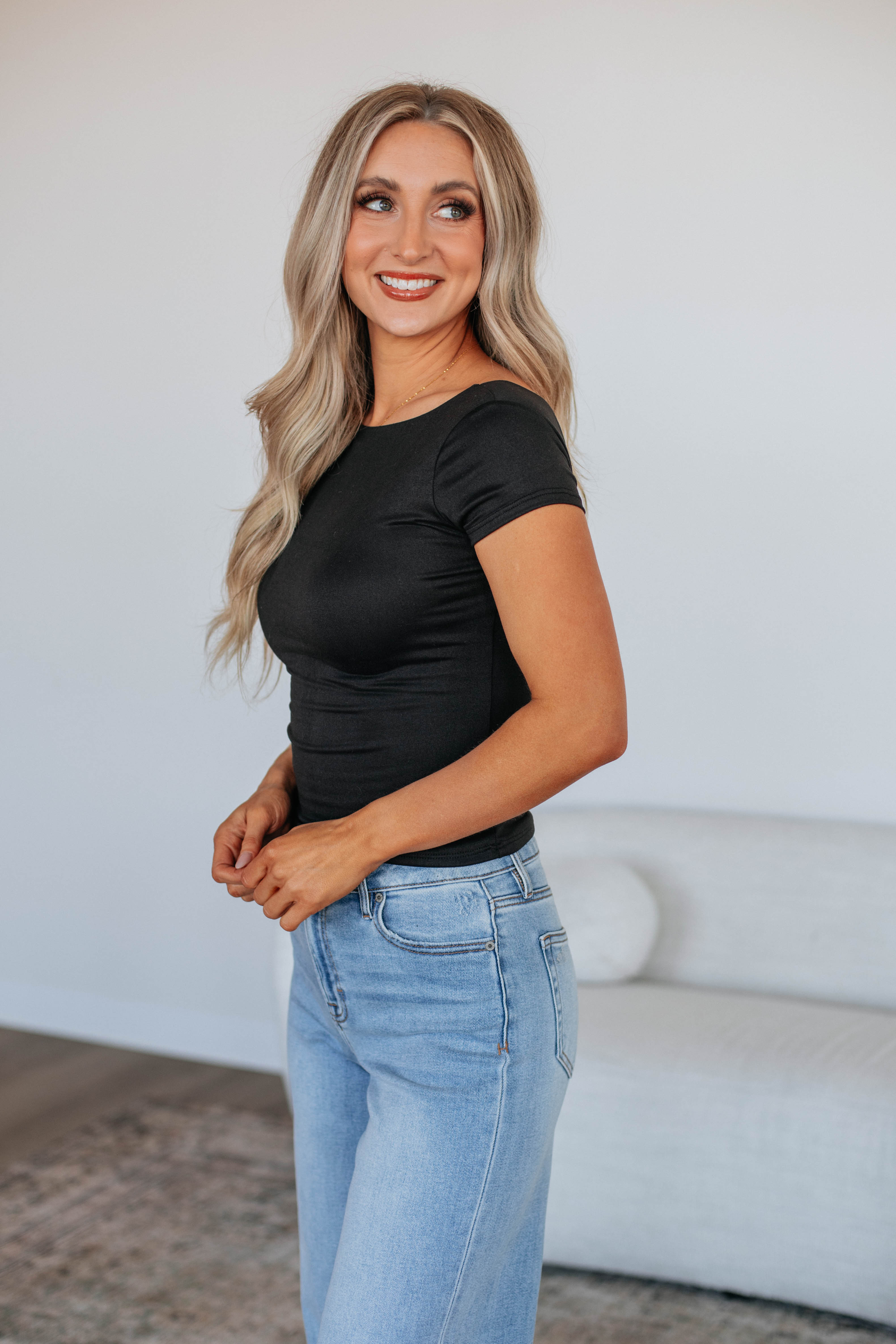 Jayla Basic Top for Women - Soft & Comfortable Black T-Shirt - Perfect for Casual Wear, Layering & Everyday Outfits