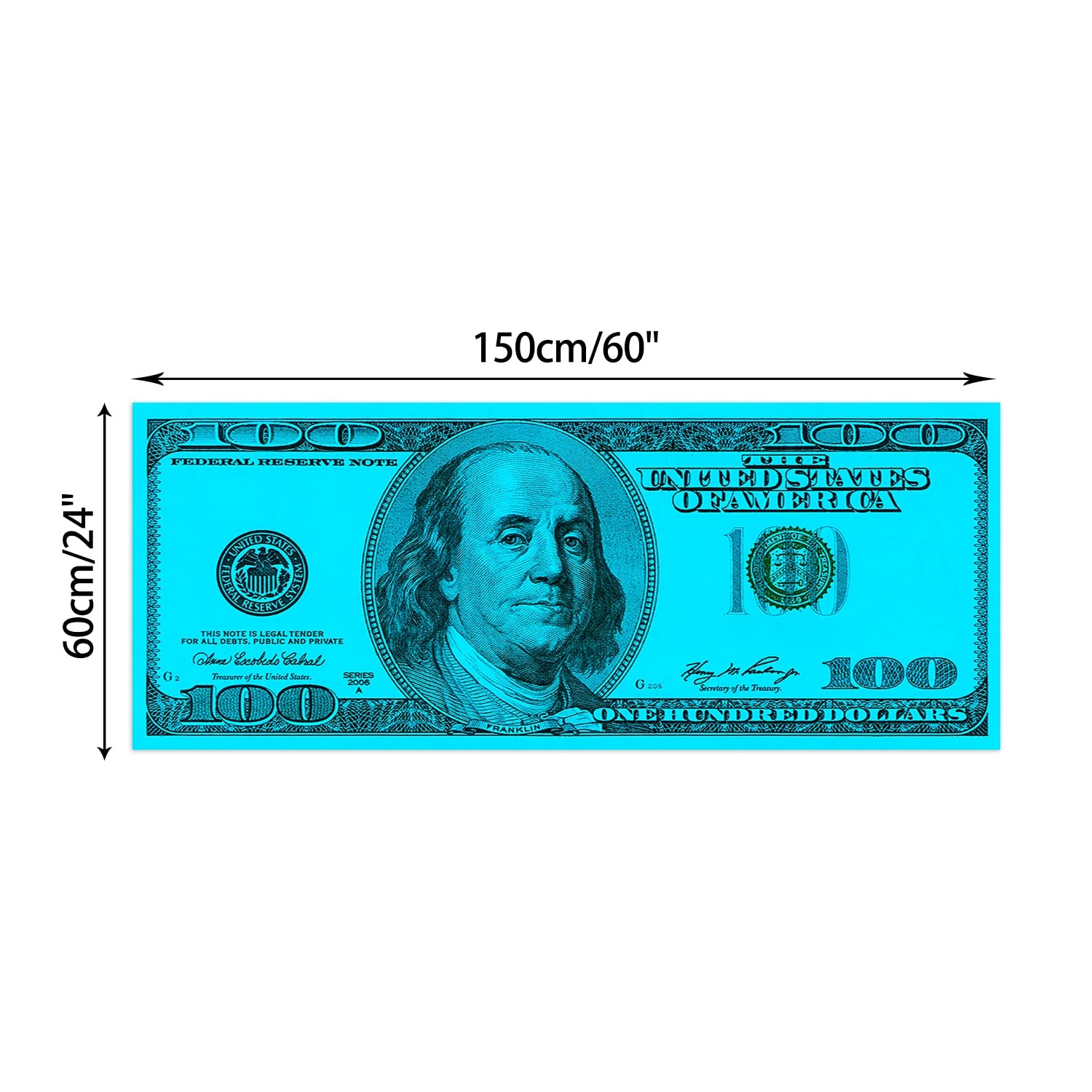 GUBIYU Blue Dollar Bill Runner Rug - 24