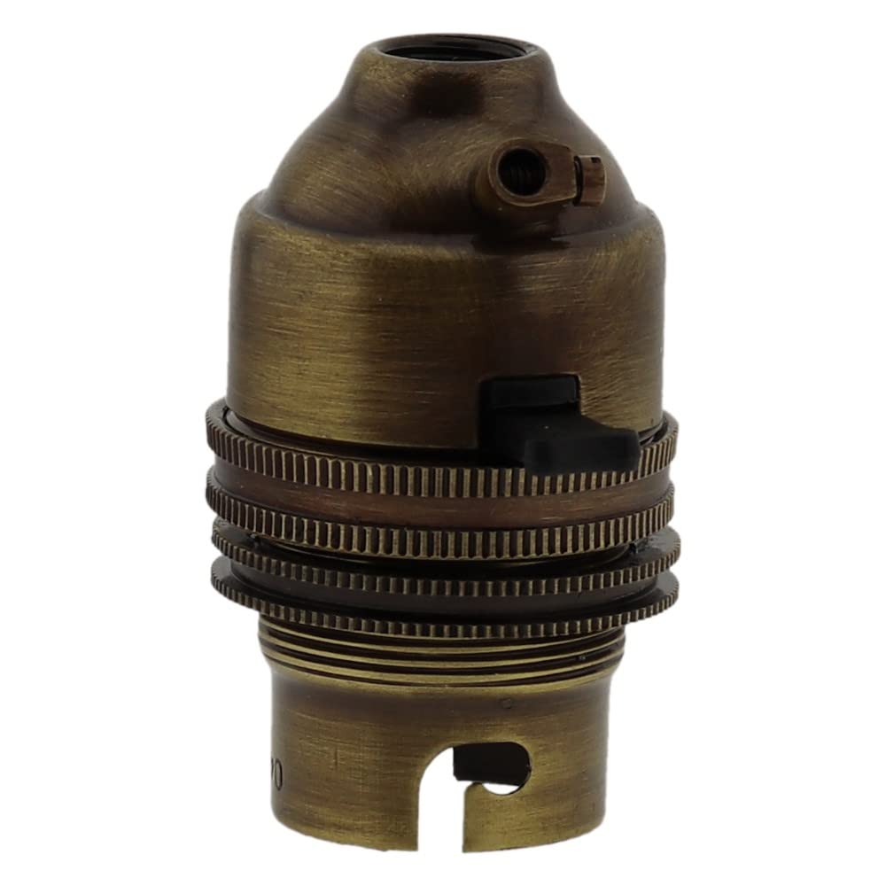 Vintage Brass Bayonet Cap (B22) Switched & Grounded Lampholder - Perfect for Table Lamps, Pendant Lights & Chandeliers | Classic Lighting Fixture Upgrade