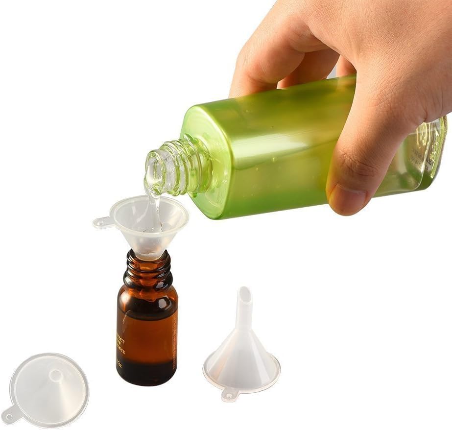 Sileni 10-Pack Clear Plastic Small Funnel - Essential for Bottle Filling, Oil Transfer, Sand Pouring & Cosmetic Products - Foldable Design, Easy to Clean - Perfect for Lotion, Cream, Powder & Perfume Transfer - Ideal for Kitchen, DIY Projects & Beauty Routine