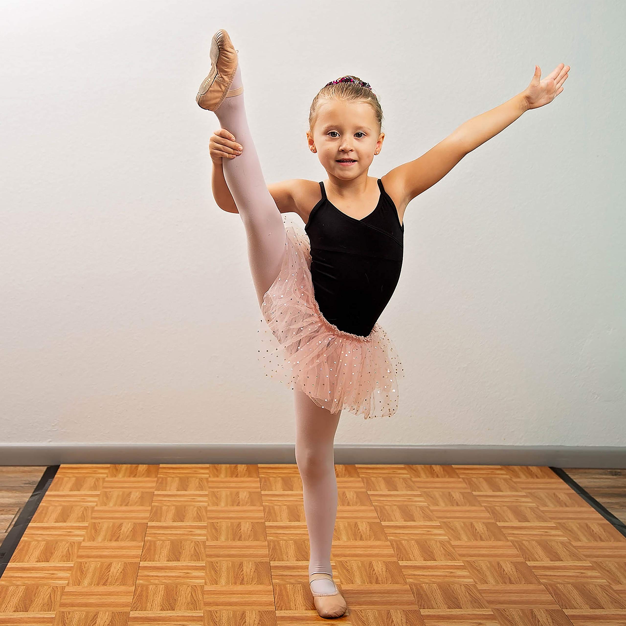 IncStores 3/8 Inch Thick Dark Maple Practice Dance Floor Tiles | Durable Plastic Dance Flooring for Ballet, Tap, Ballroom & More | Perfect for Home Studios, Dance Classes & Performances