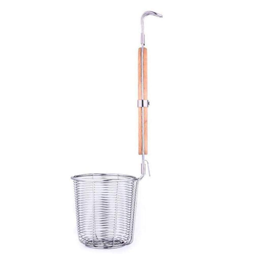 Stainless Steel Asian Kitchen Mesh Spider Strainer with Wooden Handle - Micro-Perforated Pasta Basket for Noodles, Frying, and Deep Frying - Perfect for Asian Cuisine and Home Cooking