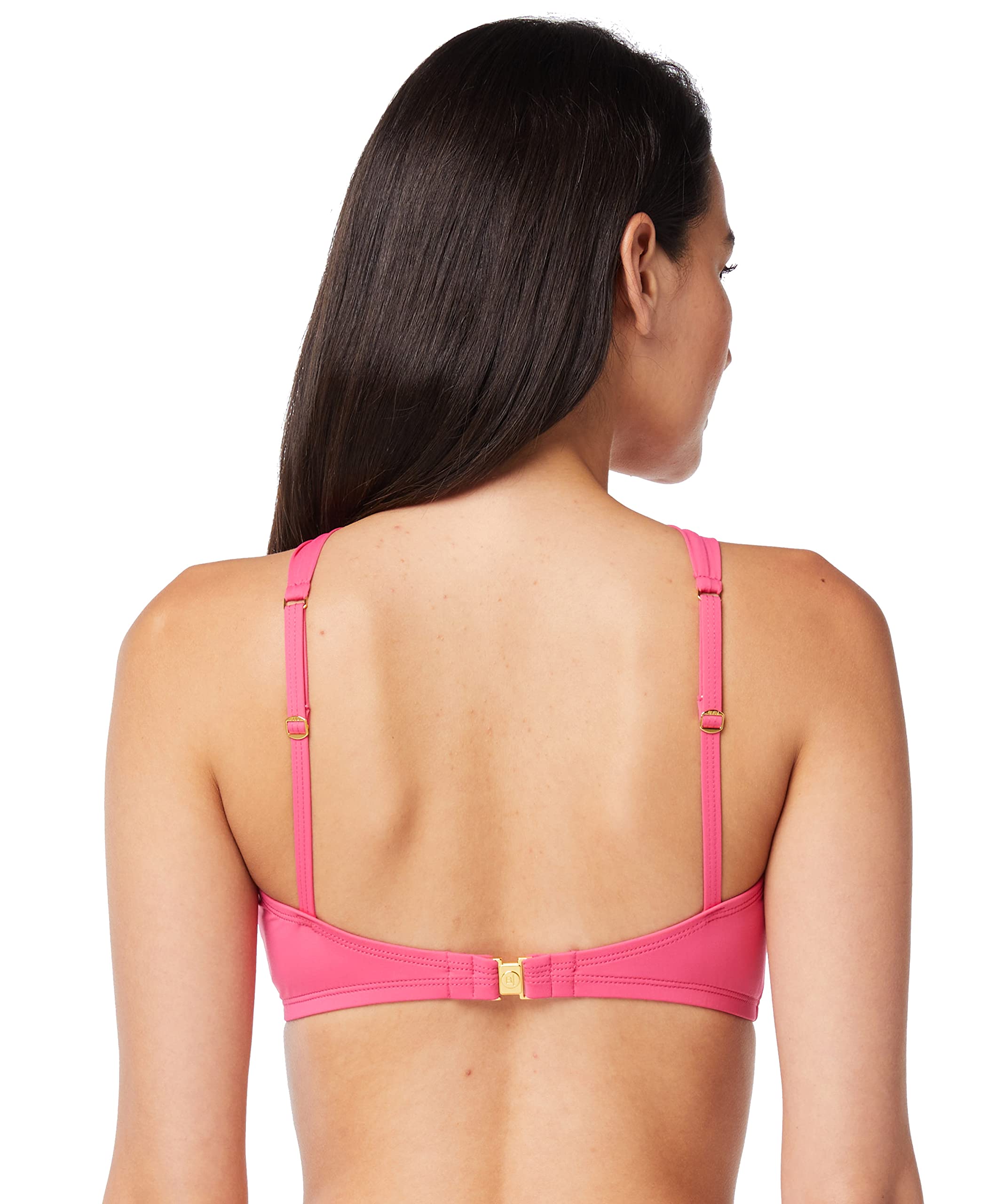 Bleu Rod Beattie Over The Shoulder Bikini Bra Top with Removable Cups - Ring Me Up, Size 6 Rose Red | Sexy Swimwear for Beach, Pool & Summer Vacation | Adjustable Straps & Comfortable Fit