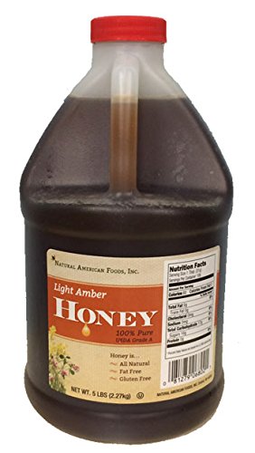 Premium Natural American Light Amber Honey - Raw & Unfiltered, 5 lb Bulk Size (6 Jars per Case) - Perfect for Baking, Tea Sweetener & Healthy Breakfast