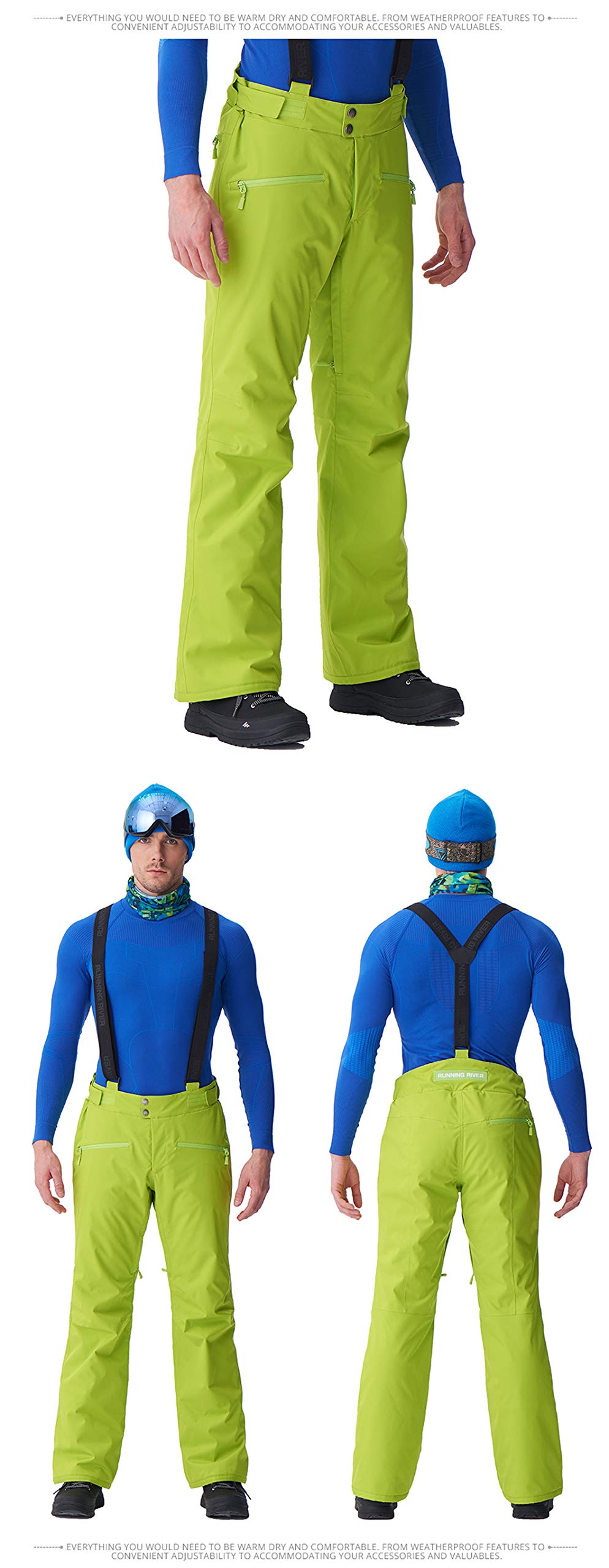 Men's Waterproof Winter Ski Pants with Adjustable Shoulder Straps - Thermal Snow Pants for Skiing, Snowboarding & Outdoor Sports - Perfect for Cold Weather Activities
