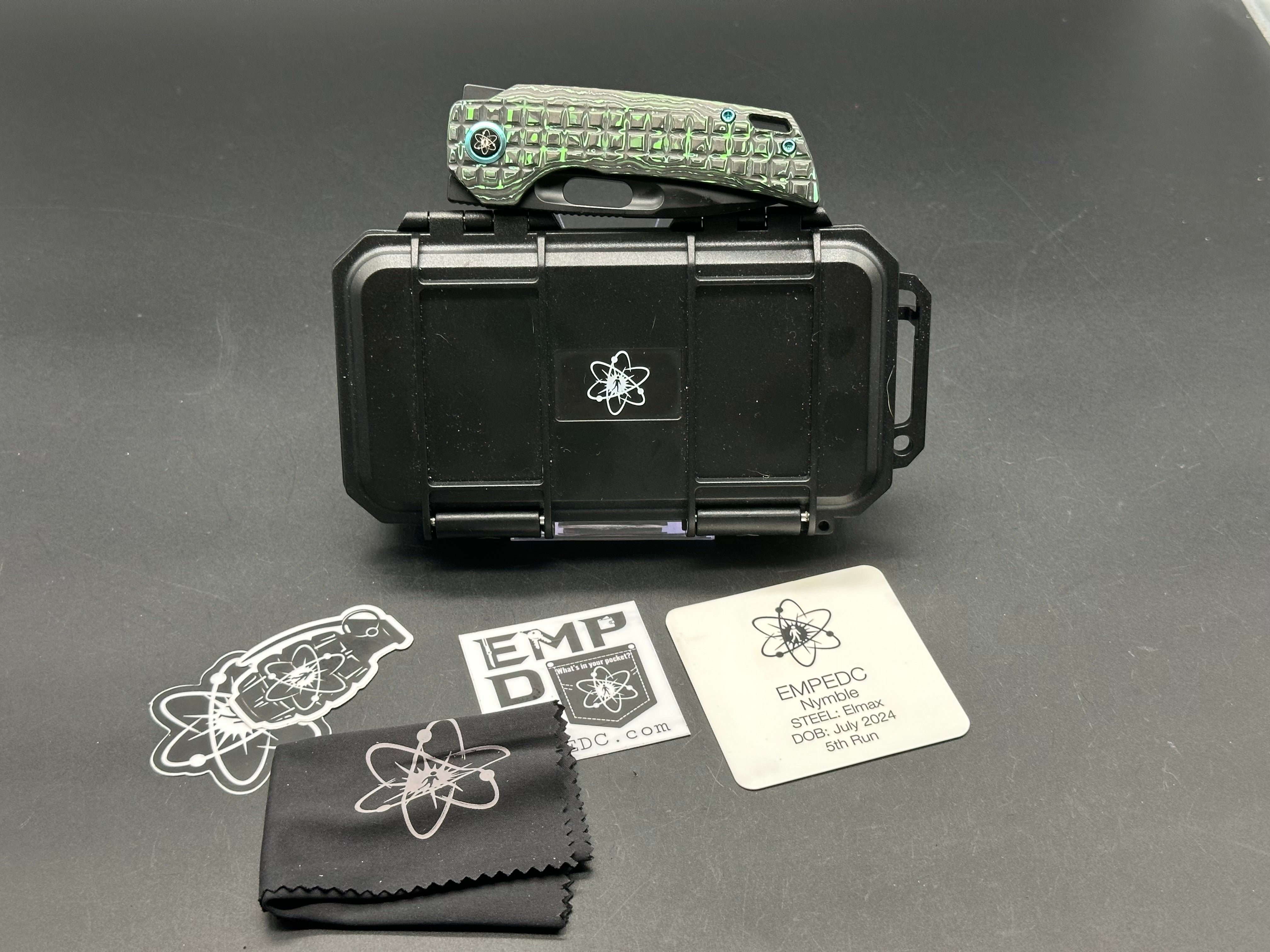 EMP EDC Nymble 3.1 Pocket Knife - Elmax Blade with Titanium Frag Handle & Green Camo Carbon Fiber | Everyday Carry, Outdoor Survival, Camping, Hunting Gear