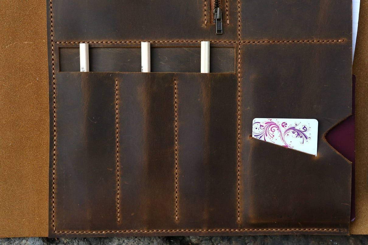 Handmade Distressed Leather MacBook Pro Laptop Case - Vintage Business Portfolio & Travel Organizer (MB05PDB) | Perfect for Office, Commuting & Business Trips