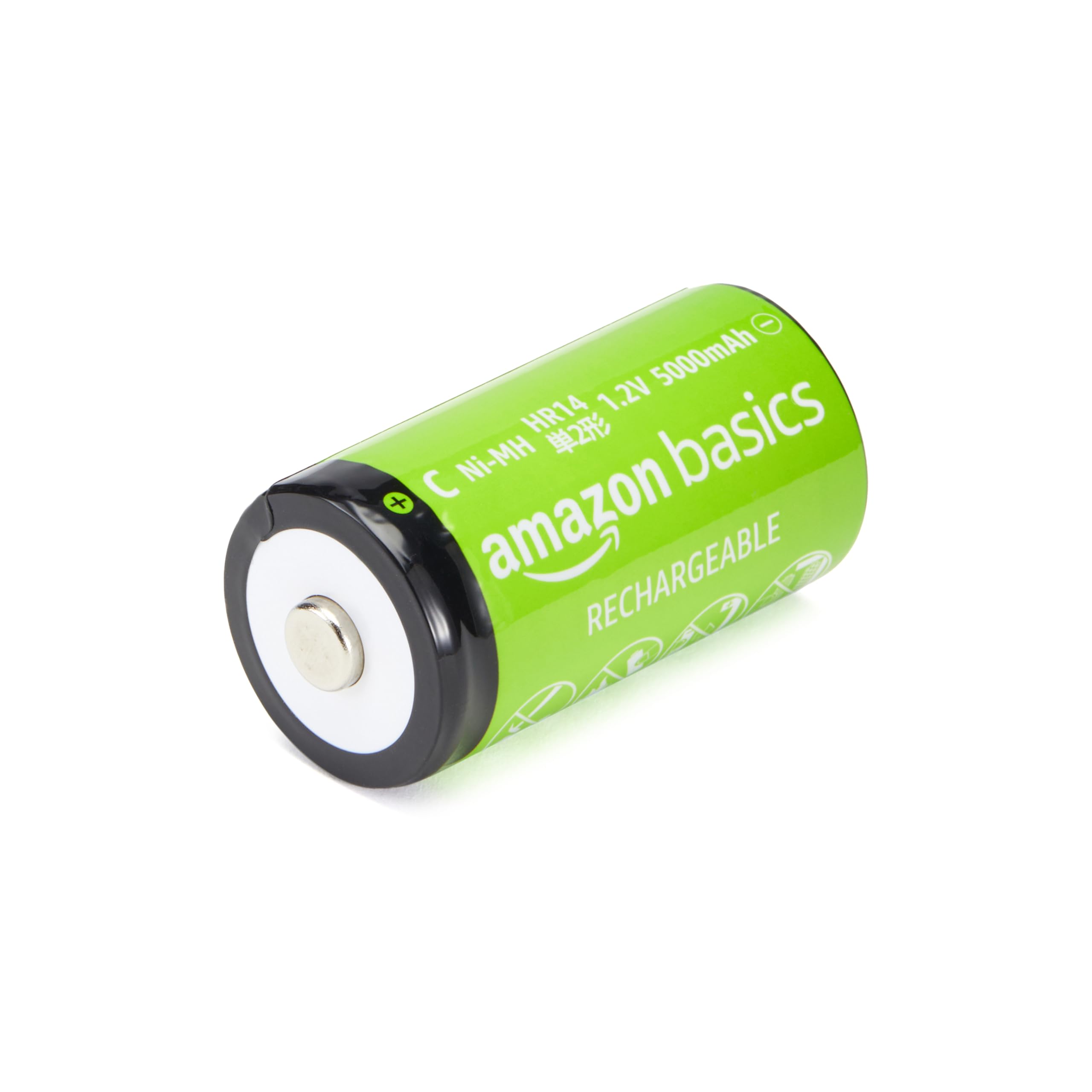 Amazon Basics Rechargeable C Cell Batteries 4-Pack - High Capacity 5000mAh NiMH Batteries with 1000x Recharge Cycles, Pre-Charged for Immediate Use - Perfect for Flashlights, Toys, Remote Controls & Emergency Devices