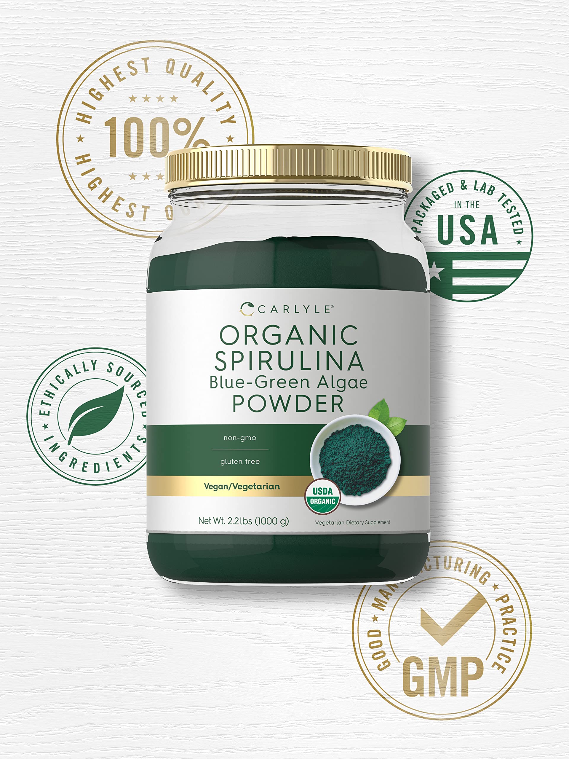 Organic Spirulina Powder 2.2 lbs (1000g) - Premium Blue Green Algae Superfood | 8g per Serving | Vegan, Non-GMO, Gluten Free Dietary Supplement | Boost Energy, Detox & Immune Support - Perfect for Smoothies, Juices & Healthy Recipes