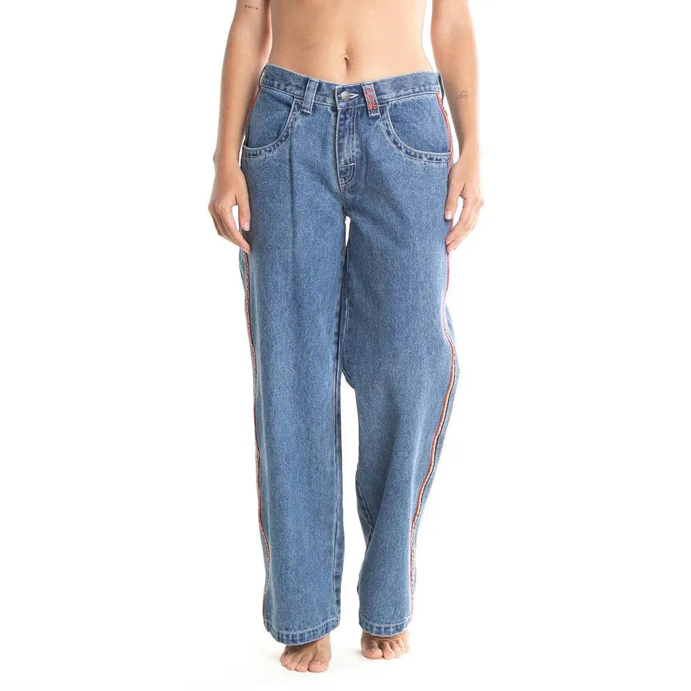 Rusty Flip Mommy Low Rise Wide Leg Jeans for Women - Dark Blue Denim Pants for Casual Wear, Outfits & Everyday Comfort