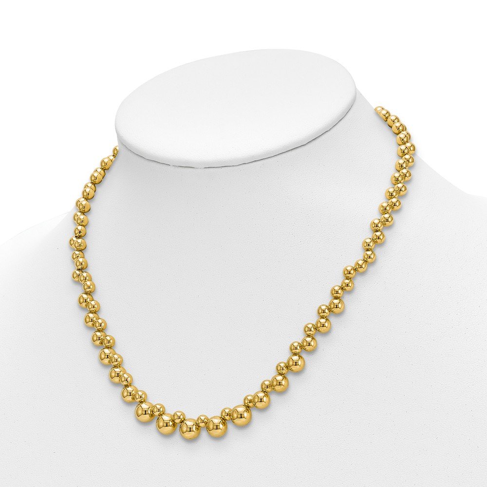 Sterling Silver Gold-Plated Beaded Chain Necklace with 2-inch Extension - Elegant Layering Jewelry for Women, Perfect for Everyday Wear & Special Occasions