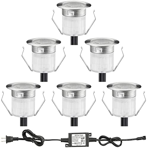 Low Voltage LED Deck Lights Kit - Waterproof Recessed RGB Landscape Lighting for Outdoor Yard, Garden, Pathway, Patio, Step Stairs - 6 Pack with Remote Control - Perfect for Backyard, Pool Area, and Driveway Decoration