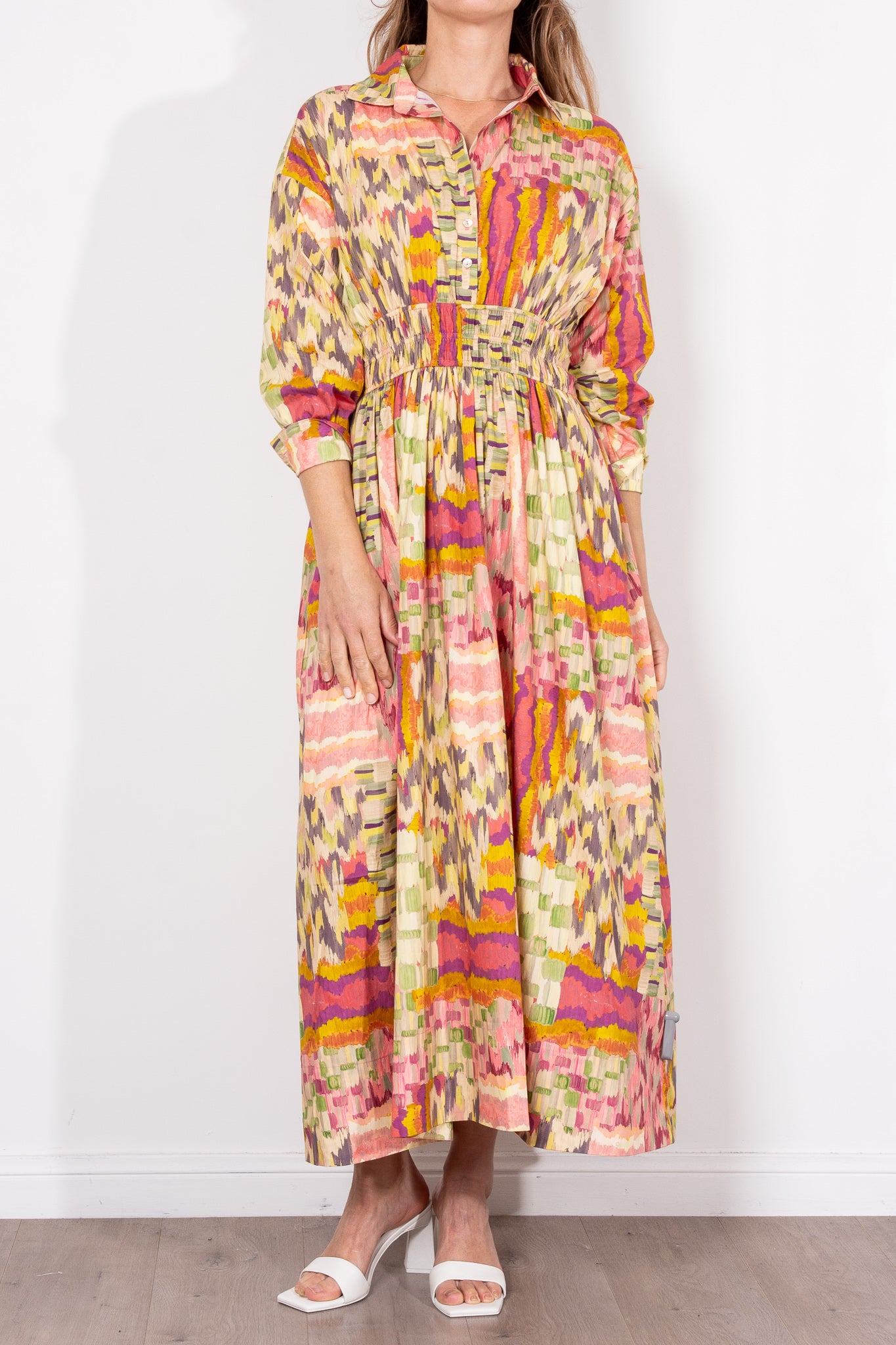 Kinney Emma Shirt Dress - Painterly Patchwork Floral Print Women's Casual Dress | Perfect for Spring Outfits, Brunch Dates & Summer Vacations