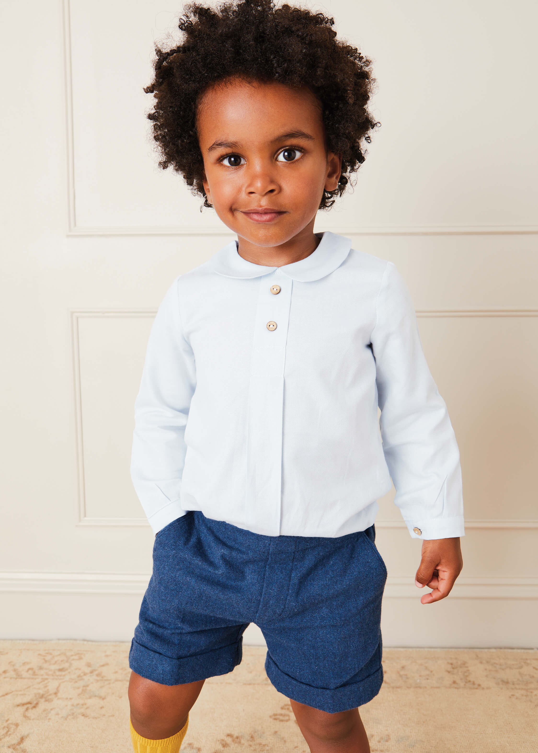Blue Wool Plain Shorts with Turn-Ups for Toddlers (18 Months to 4 Years) - Perfect for Playtime, Daycare & Casual Outings