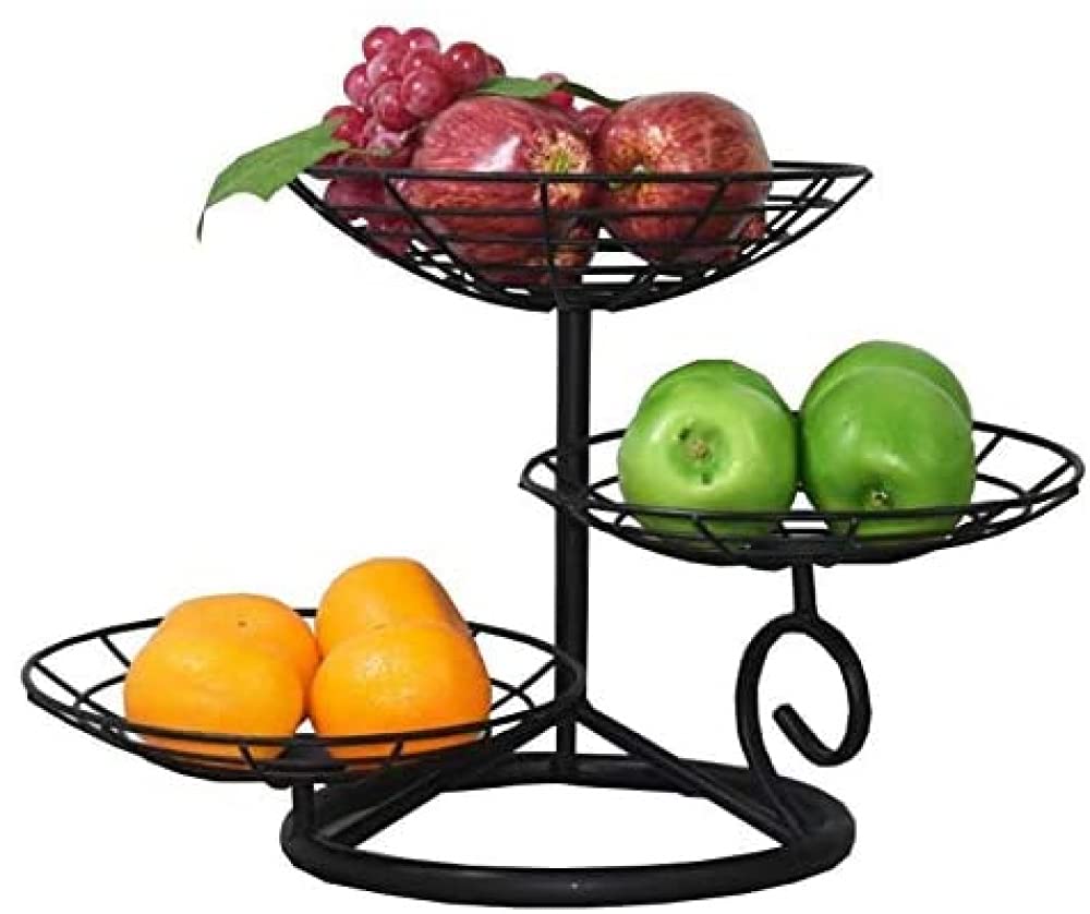 3-Tier Metal Fruit Basket - Hollow Design for Fruits, Vegetables & Bread | Perfect for Kitchen Counter, Dining Table & Party Display