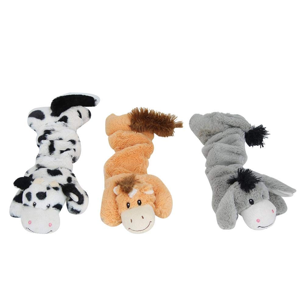 3pcs Squeaky Dog Chew Toys - Stretchable Plush Pet Toys with Squeaker, Cute Animal Shapes for Puppy Teething & Interactive Training | Perfect for Indoor Play, Outdoor Fetch & Dental Health