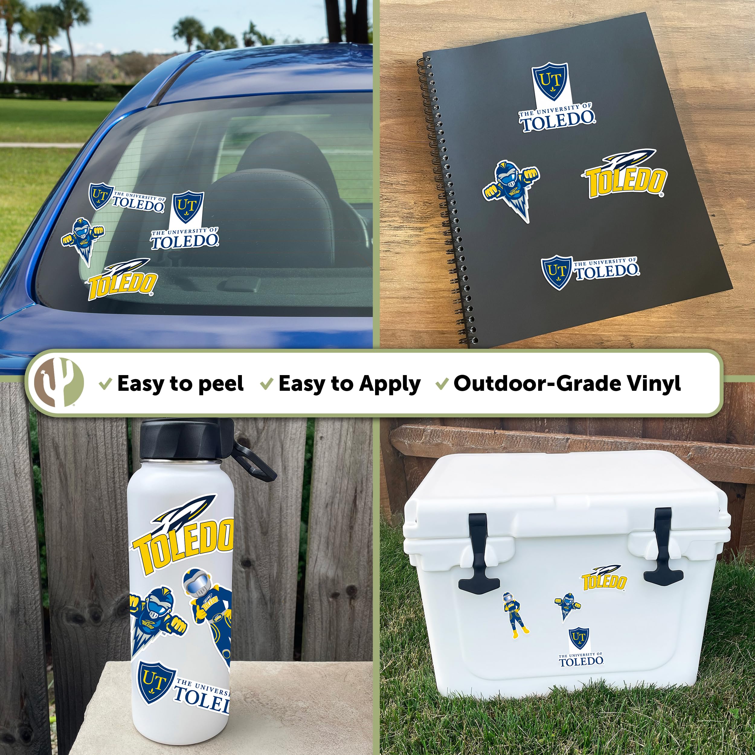 University of Toledo UT Rockets Vinyl Decals - Desert Cactus Sticker Set for Laptop, Water Bottle, Car & Scrapbook | Perfect for College Fans, School Spirit & DIY Crafts