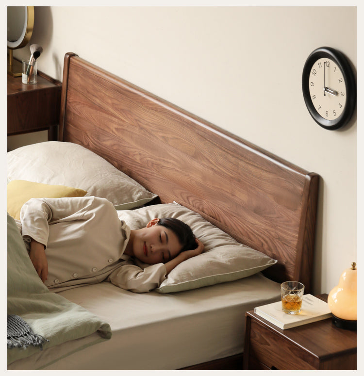 Solid Black Walnut Wood Bed Frame - Queen Size, Natural Wood Grain, Sturdy Platform Bed - Perfect for Modern, Farmhouse & Rustic Bedroom Decor
