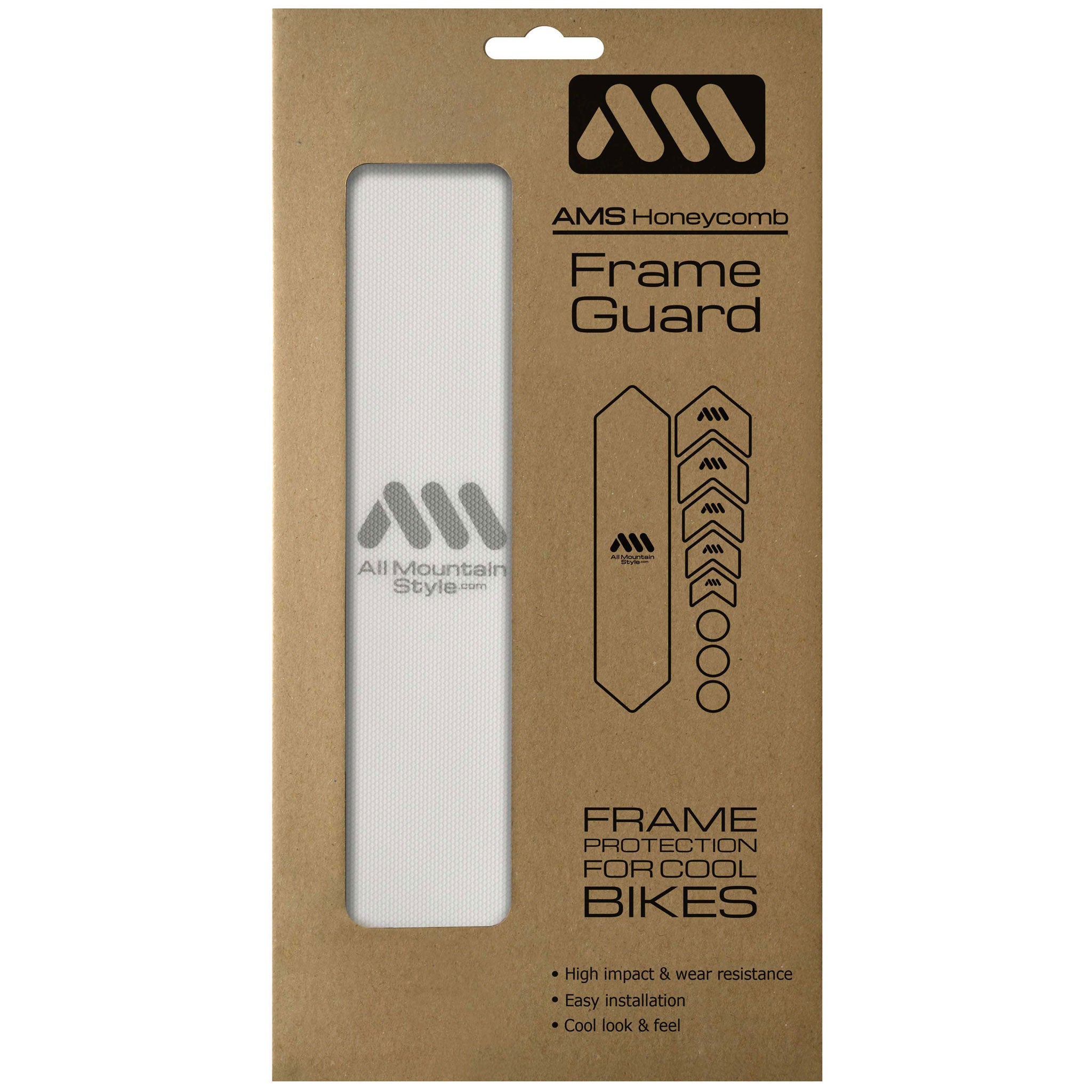 All Mountain Style Basic Honeycomb Frame Guard - Clear/Silver - Durable Bike Frame Protection for Mountain & Road Bikes - Perfect for Trail Riding, Commuting & Outdoor Adventures