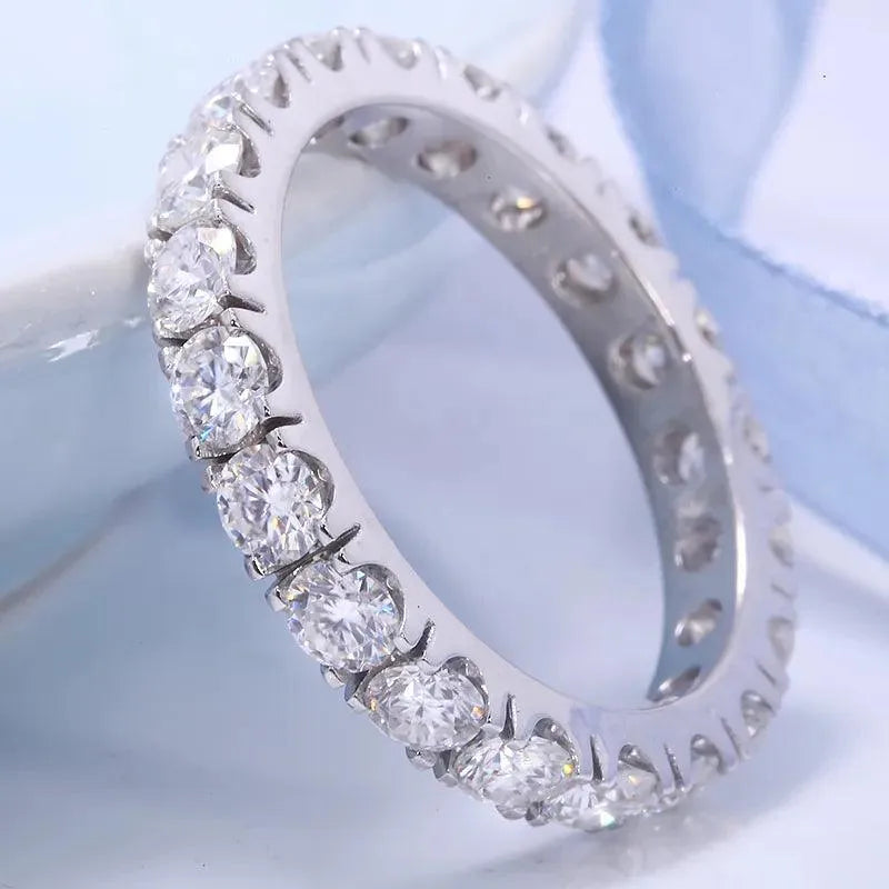 14K White Gold Round Moissanite Eternity Band 2.5mm 1.5ctw DF Color for Women - Perfect Wedding Ring, Anniversary Gift & Everyday Luxury Jewelry