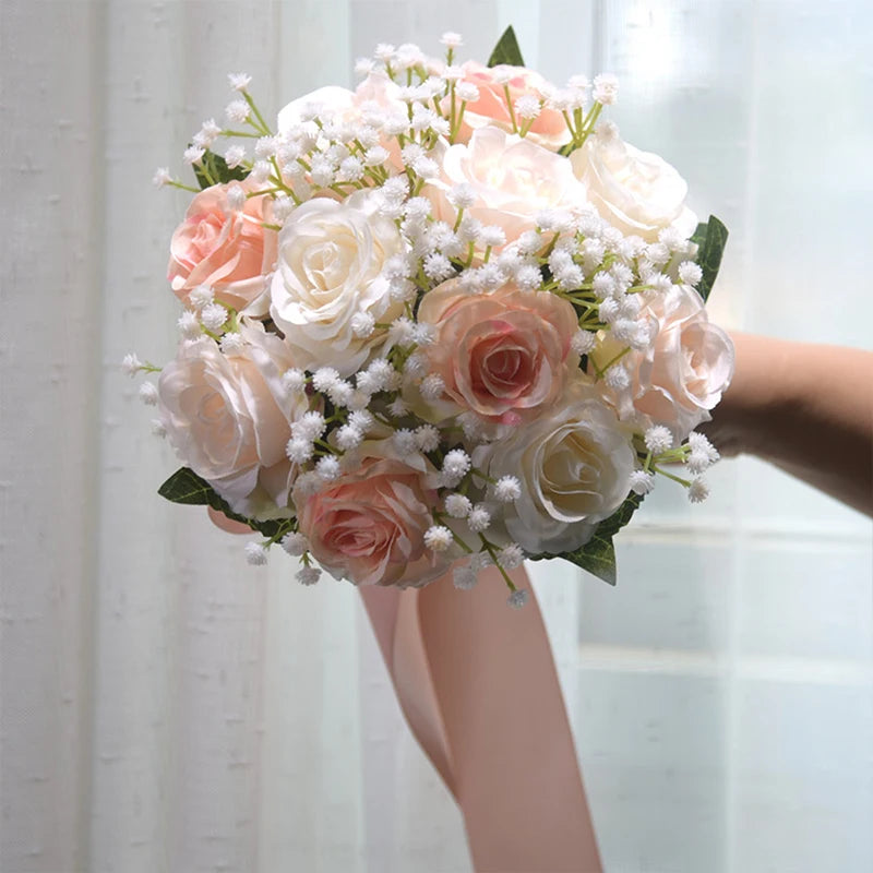 Elegant Silk Peony Rose Wedding Bouquet for Bridesmaids, Bridal Party – Perfect for Weddings, Bridal Showers & Photo Props