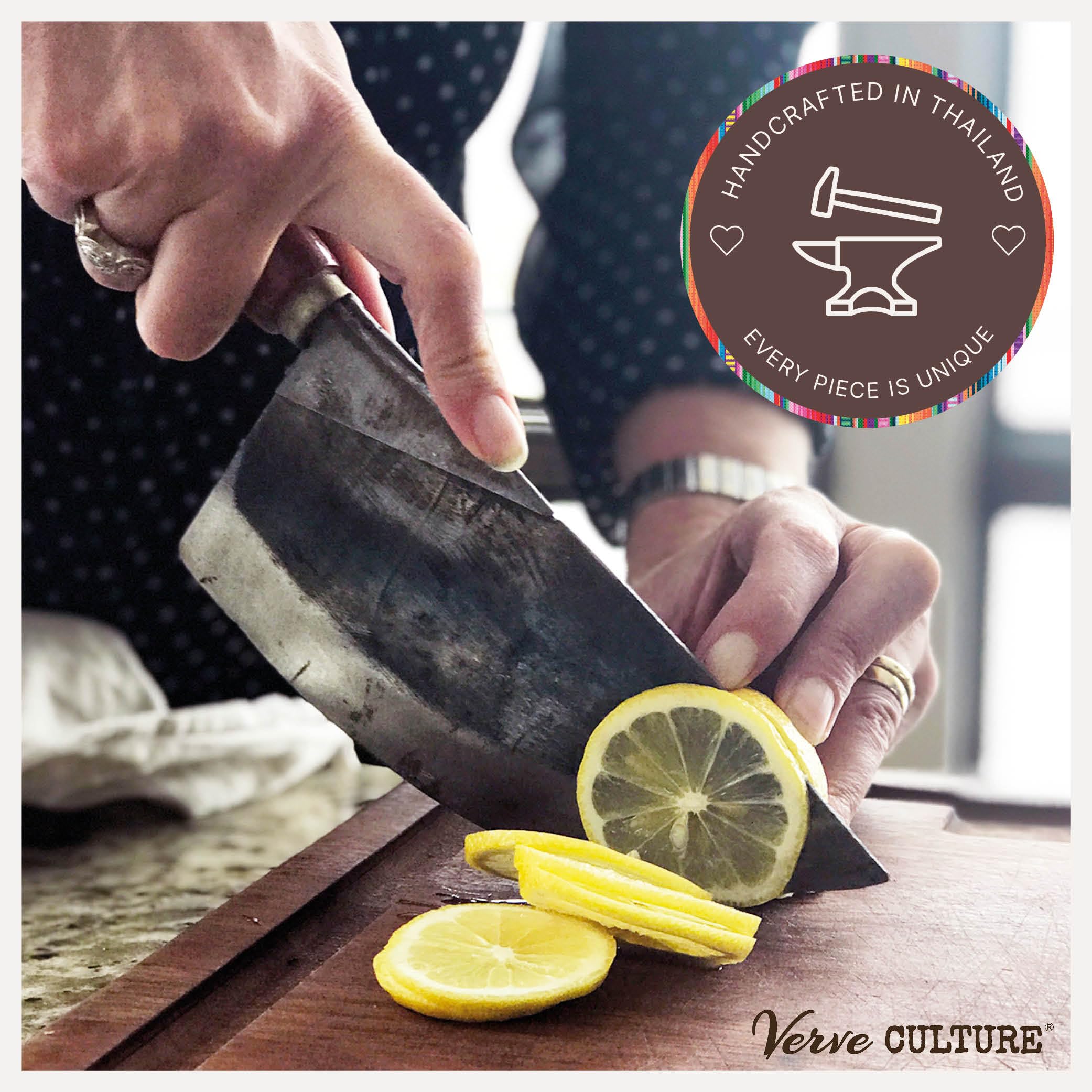 Premium Thai Chef's Moon Knife Set - 2 Hand-Forged Carbon Steel Knives for Professional Cooking & Asian Cuisine | Perfect for Slicing, Dicing & Food Preparation