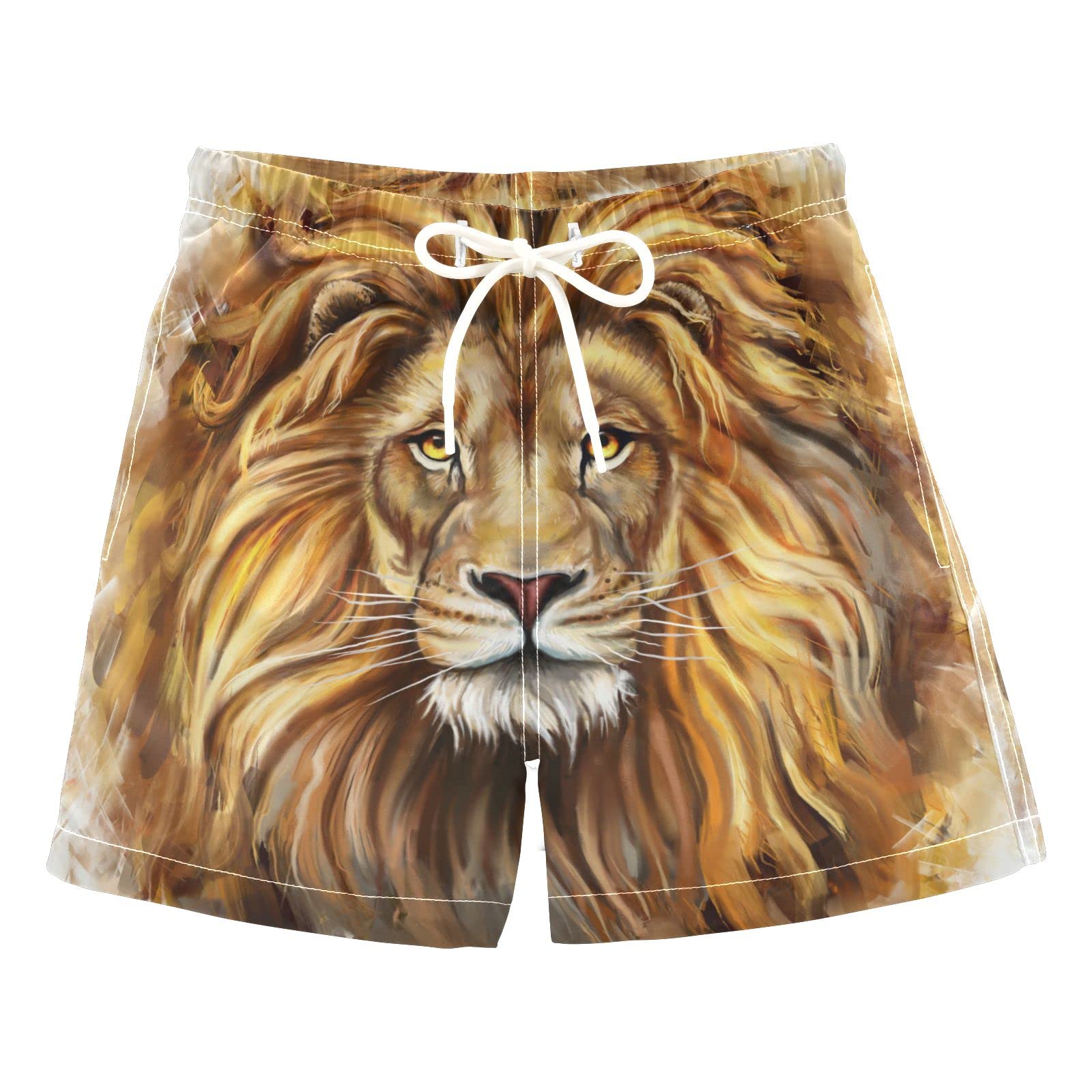 **Aslan Lion King Boys' Swim Trunks - Quick Dry Board Shorts for Swimming, Surfing & Beach - Hawaii Vacation Essentials for Kids**    *(Perfect for Pool Parties, Summer Vacations & Water Sports)*