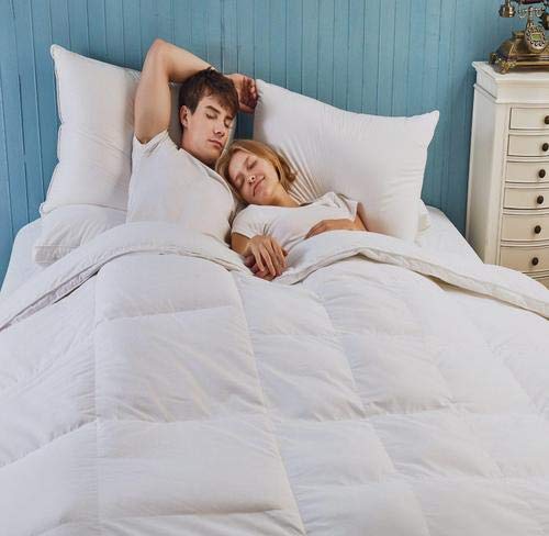 Premium Goose Down Comforter for Couples - Full/Queen Size - Ultra Soft & Warm Luxury Bedding for Him & Her - Perfect for Cold Winter Nights & Cozy Bedroom Decor