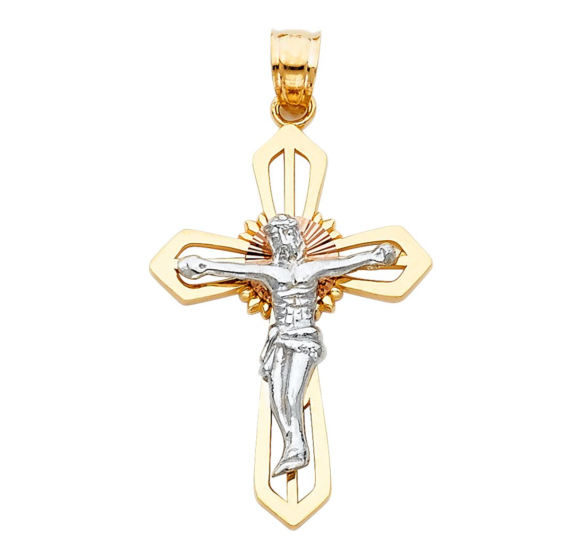Solid Gold Jesus Crucifix Cross Pendant - Model 26 | Religious Jewelry for Men & Women | Perfect for Church, Weddings & Daily Faith Wear