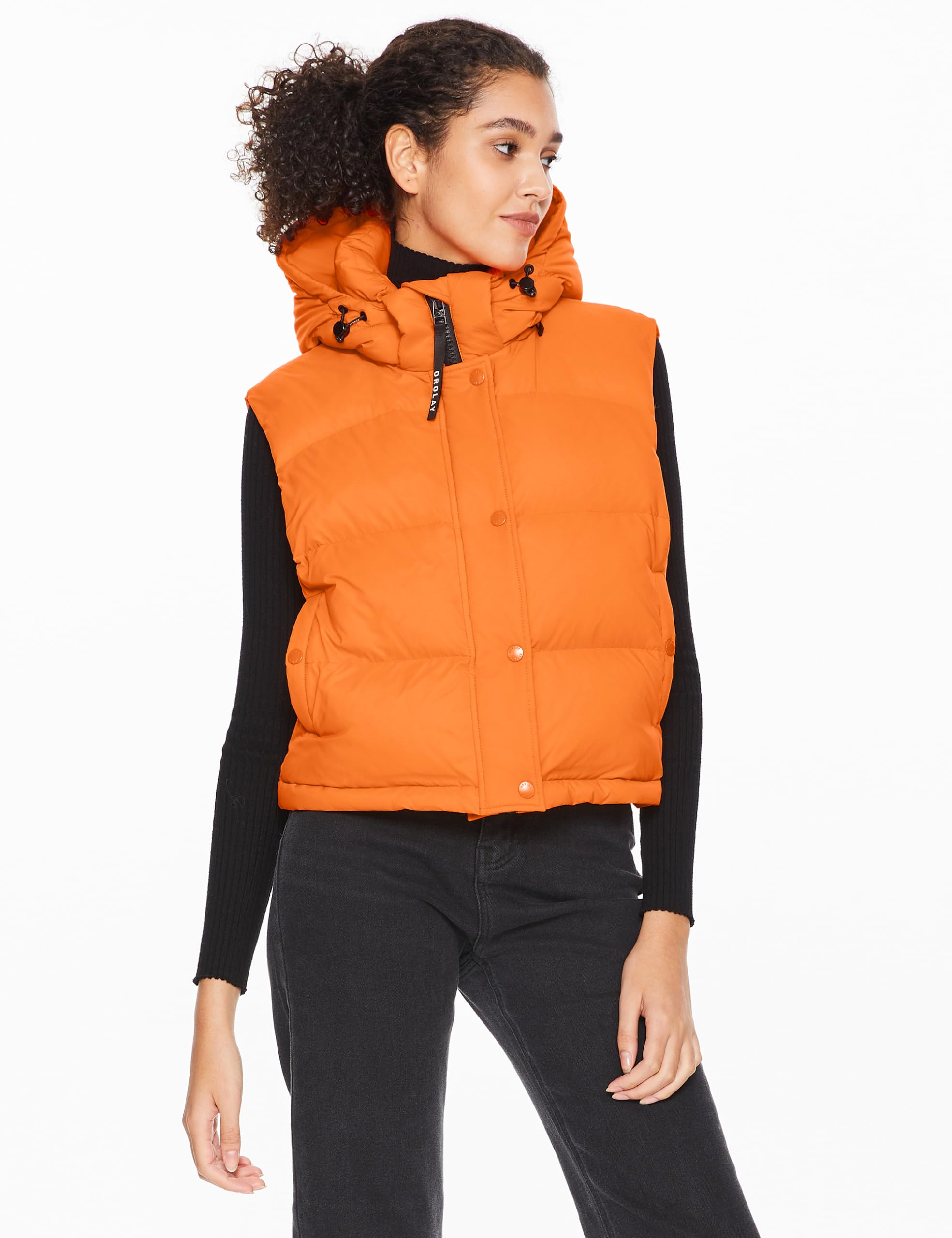 Orolay Women's Cropped Puffer Vest - Hooded Sleeveless Down Jacket with Stand Collar & Pockets | Lightweight Winter Outerwear for Hiking, Travel & Casual Wear