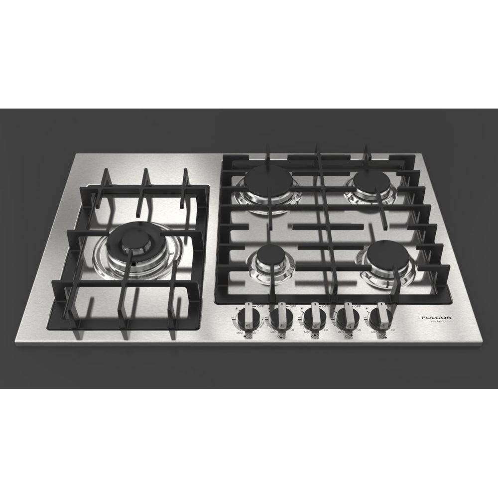 Fulgor Milano 30-Inch 5-Burner 400 Series Gas Cooktop - Stainless Steel (F4GK30S1) | Professional Gas Stove for Home Kitchen, Perfect for Cooking, Baking & Entertaining